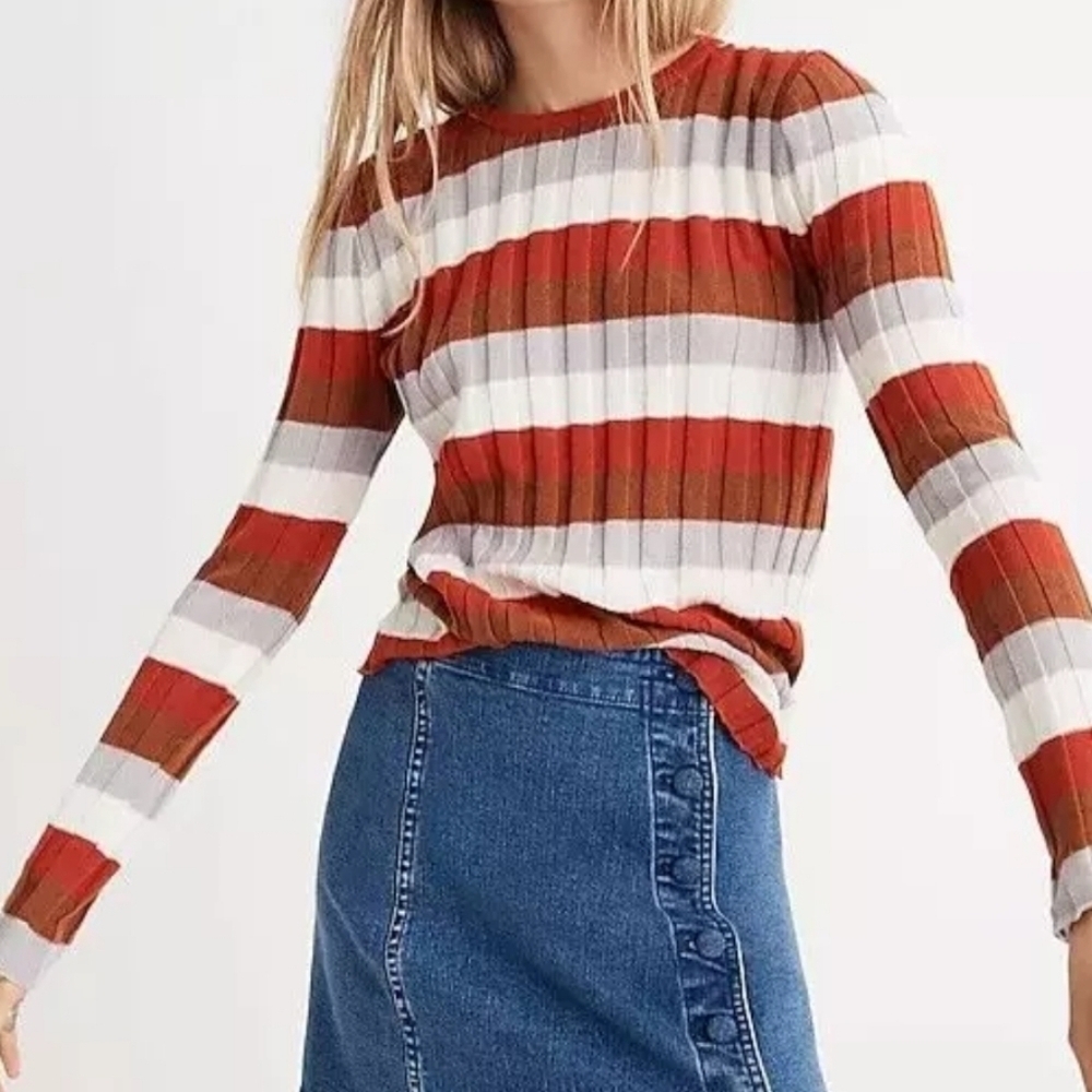 Madewell Clarkwell Rib Knit Long Sleeve Top